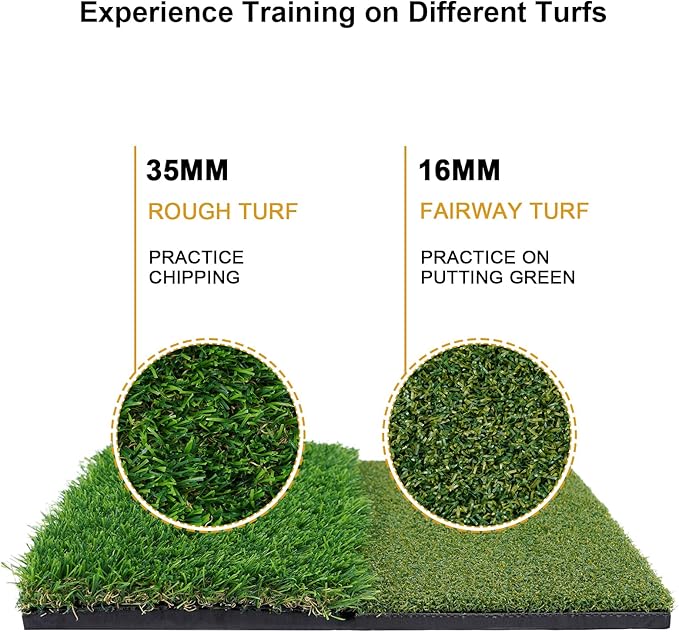 Golf Mat, Golf Hitting Mat Outdoor for Training, Golf Practice Mat with 10mm EVA Backing, Golf Mats Practice Indoor and Outdoor Turf with 8 Different Tees