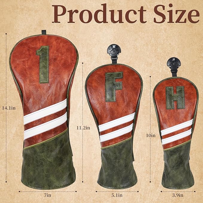 Craftsman Golf Club Head Covers 3pcs or 1pc Classic Brown Golf Headcovers Set Golf Club Headcovers for Driver Fairway Utility/Hybrid Woods Headcovers
