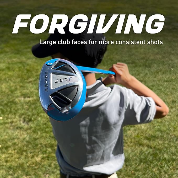 Aspire X-Lite Super Performance Junior Golf Club Set - Right-Handed Kids Golf Set with Driver, Hybrid, 7 Iron, Putter, Stand Bag & Headcovers