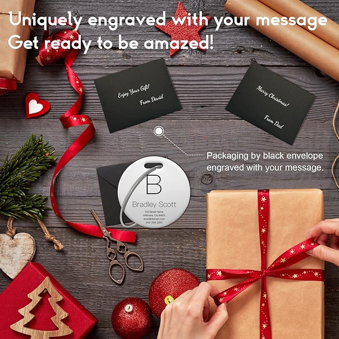 Customized Stainless Steel Luggage Tags: Personalize Your Suitcases, Backpacks, and Bags with Your Text (Silver)