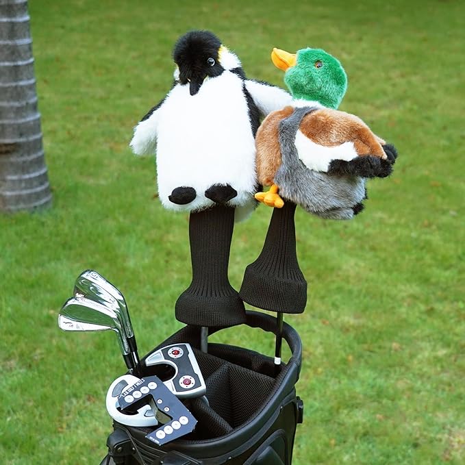 Big Crazy Funny Driver Headcover, Fairway Wood Hybrid Headcover, Golf Head Covers with Long Neck, Animal Plush Golf Club Covers, Golf Club Protector, and Funny Present