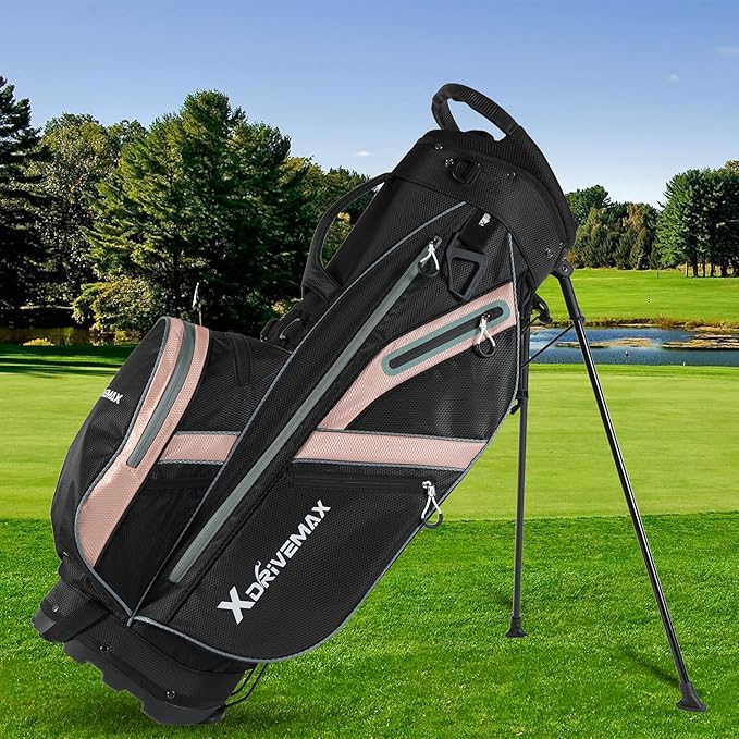 Golf Stand Bag, Lightweight Golf Bag with 8-Way Top Dividers, Golf Bag for Men & Women with Adjustable Dual Strap, Rain Cover, Cooler and Golf Accessory Kit