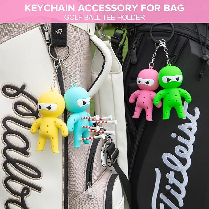 Golf Tee Holder, Ninja Portable Funny Golf Tees Holder Keychain Golf Gift Golf Accessories for Men & Women