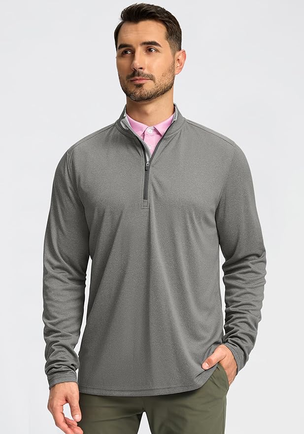 Obla Golf Quarter Zip Pullover for Men Mock Neck Sweatshirt Lightweight Sun Protection Men's Long Sleeve Golf Shirt
