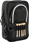 Golf Ball Bag Valuables Pouch,Golf Tee Bag Pouch Accessories with Detachable Carabiner Large Capacity Multiple Compartments can Store 12-15 Balls,Tees,Gloves,Mobile Phone and Keys,Black and White