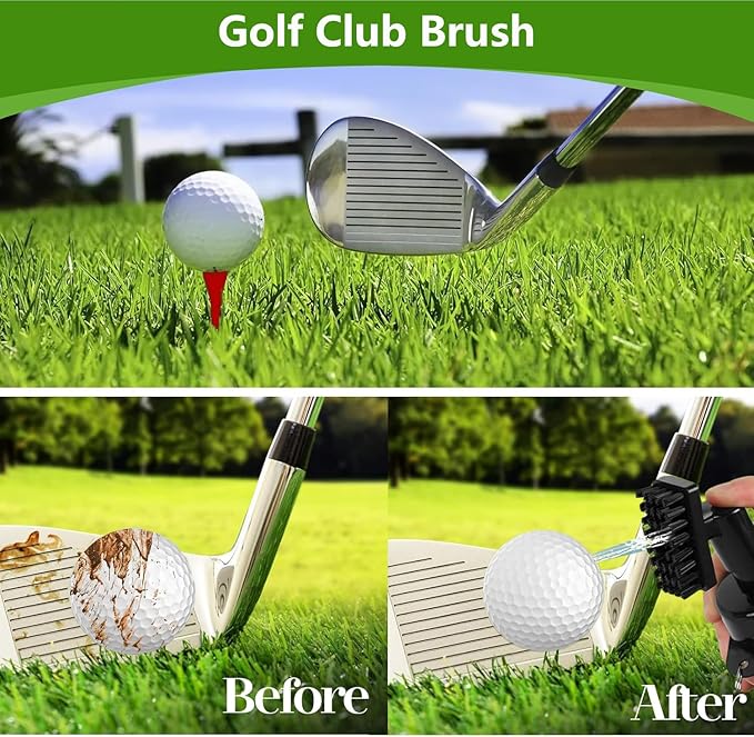 7Pcs Golf Accessories Kit, Include Golf Club Cleaner Towel Ball Bag Divot Tool Score Counter Range Chart Card Tee Elevator