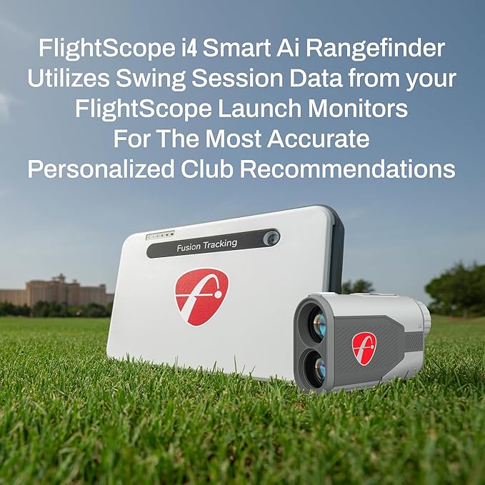 FlightScope i4 Golf Rangefinder with 6X Magnification, 1,000 Yard Range, Built-in Magnet | Combines GPS, Local Conditions, Slope and your Swing Data for Personalized Smart Gapping Club Recommendations