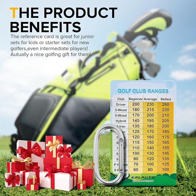 Golf Club Distance and Rules Card: Golf Club Bag Accessories - Golf Yardage Card for Men and Women Golf Club Range Chart Card Personalized Design Beginners Essentials Tool