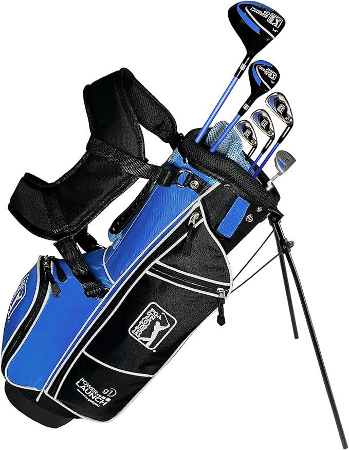 PGA Tour Youth Golf Club Set for Ages 8-12 (4’8”-5’2”) and 12+ (5’2”+), Right and Left-Handed Kids Golf Sets – Beginner Junior Golf Clubs with Lightweight Stand Bag, Mallet Putter, Hybrid, Driver