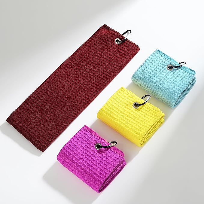 Mile High Life Premium Waffle-Weave Golf Towel | 16" X 24" | Extra Absorbent & Quick-Dry | Ultra-Soft Microfiber | Carabiner Clip | Multi-Color Options | Golf Accessory for Men & Women, Quietude