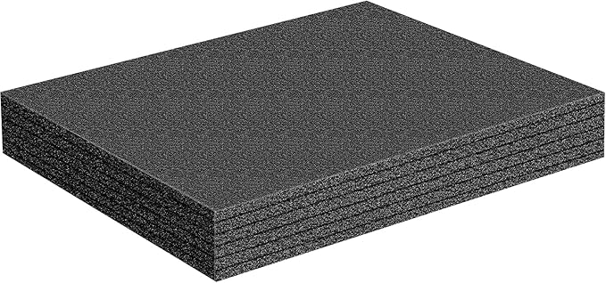 Treela 1 Pcs Customizable Polyethylene Foam Sheets 16x12x2" Black Thick Cuttable Foam Padding Inserts for Cases, Polyethylene Block Sheet for Packing Toolbox Storage and Craft Pad