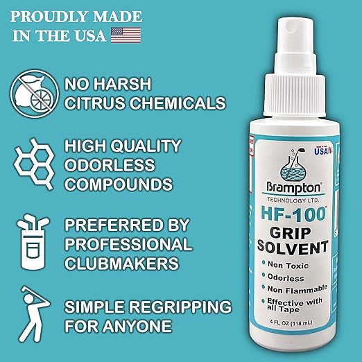 Brampton Complete Golf Grip Kit for Golf Club Regripping (2"x9" Golf Grip Tape Strips) - Makes Golf Grip Repair Safe and Easy - Non-Toxic, Non-Flammable, and Odorless Golf Grip Solvent