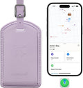 Luggage Tags Built-in Anti-Loss Tracker, Luxury Leather Luggage Tags for Suitcase, Travel Bags, Backpacks, Travel Organizer for Lost Baggage Prevention (Taro Purple)