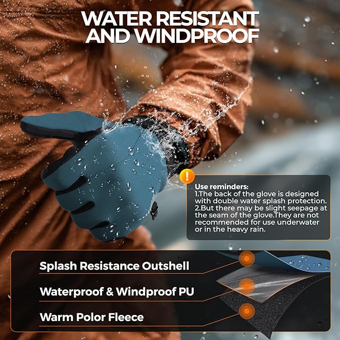 rivmount Winter Gloves Women Men for Cold Weather, Running Driving Cycling, Water-Resistant & Touch Screen, Snow Ski Gloves Liner, Warm Glove for Daily Work & Sports Outdoor
