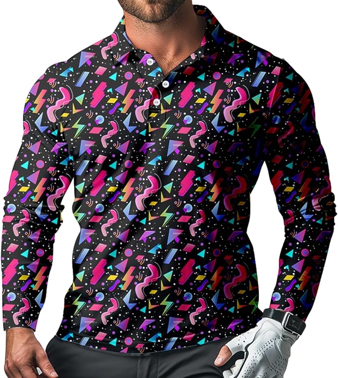 Men's Long Sleeve Golf Shirt Quick Dry 3 Button Work Fishing Outdoor Casual Collar Shirt
