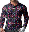 Men's Long Sleeve Golf Shirt Quick Dry 3 Button Work Fishing Outdoor Casual Collar Shirt