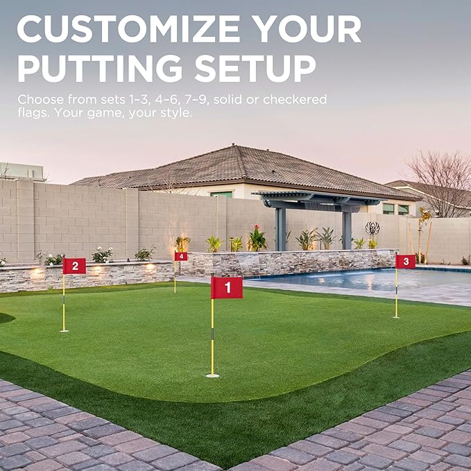 KINGTOP Golf Flagstick Mini, Putting Green Flag for Yard, All 3 Feet, Double-Sided Numbered Golf Flags, Golf Pin Flag Hole Cup Set, Portable 2-Section Design, Gifts Idea