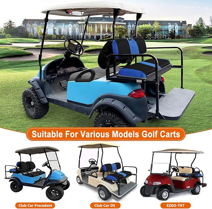 Universal Golf Cart Rear Seat Cover Dress Up for Older Golf Carts - Durable, Breathable Material, Fits Like a Glove for EZGO, Club Car and Yamaha, Easy to Install, Blue