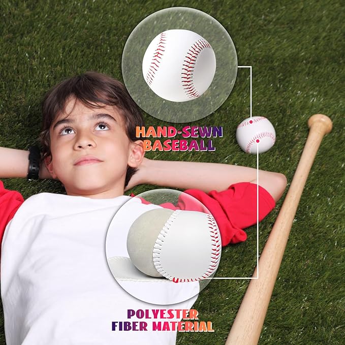 12 Pack Standard Size T-Ball Training Baseballs - Soft Rubber Core Safety Balls for Youth & High School Teams | Durable Faux Leather Cover, Reduced Impact for Batting, Fielding, Pitching Practice