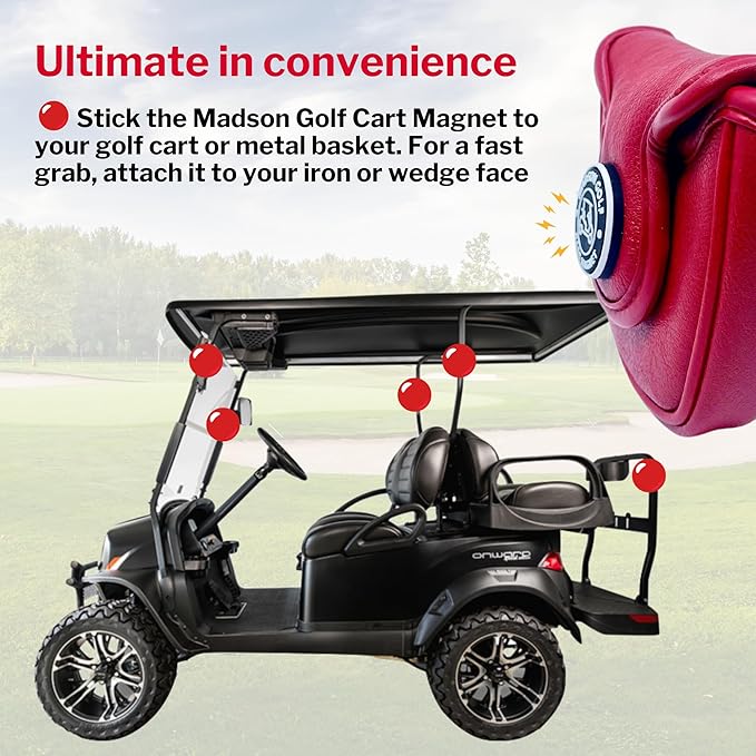 Classic Blade and Mallet Putter Headcovers with Madson Golf Cart Magnet for Secure Positioning and Quick Access, Protective PU Leather Head Covers, Magnetic Golf Accessories