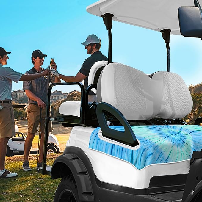 YOKYHOM Golf Cart Seat Covers, Tie-dye Light Blue Golf Cart Front Seat Towel/Blanket Fit for EZGO/Yamaha/Club Car and More Golf Carts, 100% Microfiber, Keeps Your Seat Cool and Clean, 51''x 31''