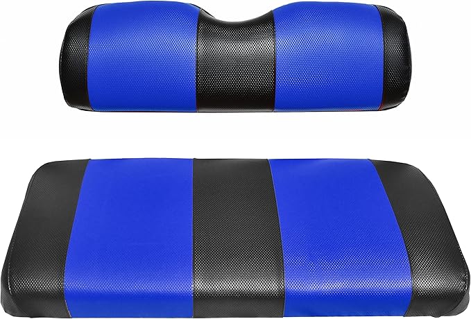 Seat Cover Replacement for Yamaha Drive or G-29 Golf Cart - Front Bench Seat - Premium Marine Vinyl - 5 Panel Stitching - Staple On Installation - Two-Tone Golf Cart Seat Covers (Black & Blue)