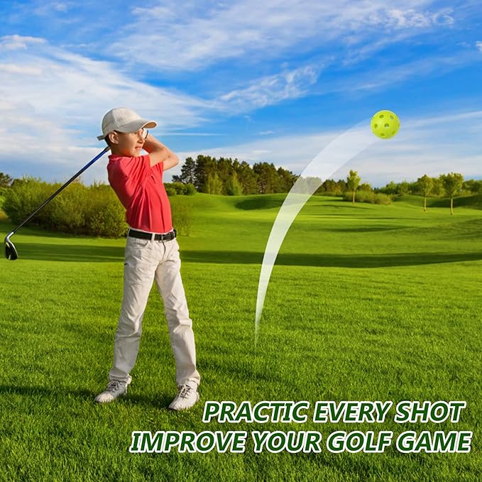 Avesfer 12/20/40 Pack Plastic Golf Balls Soft [Anti-Crack] 42mm Training Golf Balls for Swing Practice Golf Balls for Backyard Limited Flight Airflow Hollow at Home Use Indoor Green