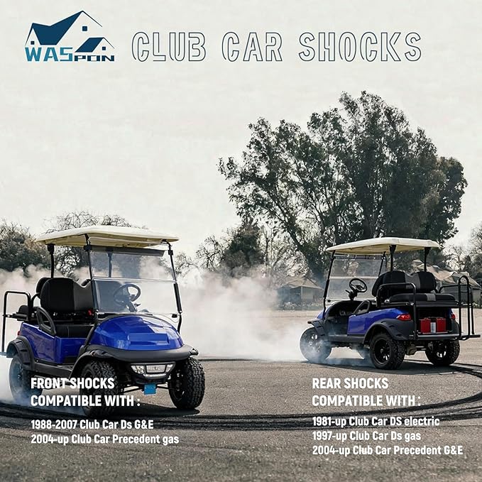 4 PCS Golf Cart Front and Rear Shock Absorbers Kit for Club Car DS G&E 1988-up, Precedent G&E 2004-up, Replaces OEM 1014235, 1014236, 1010991, 1015813,1014236