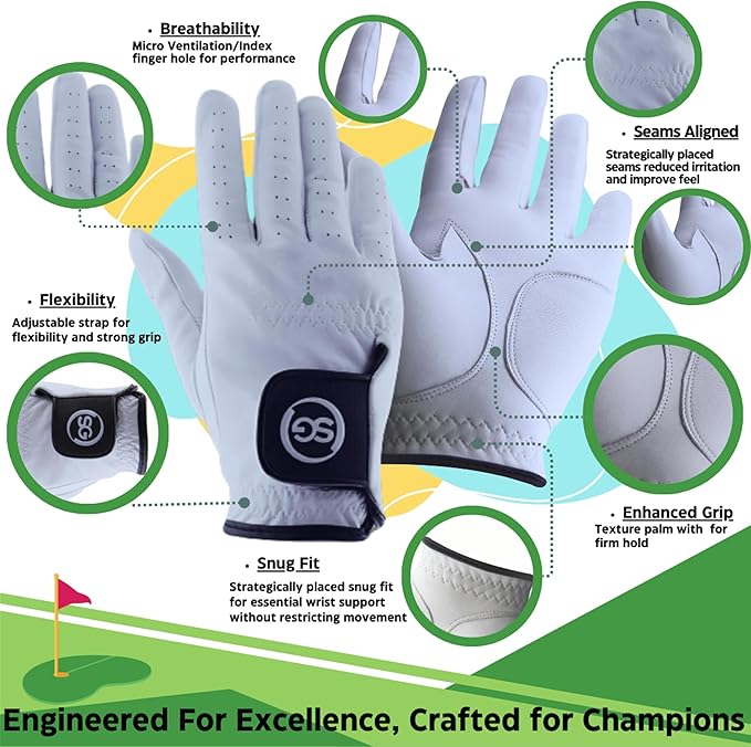 H-Cube All-Weather & Leather Golf Gloves