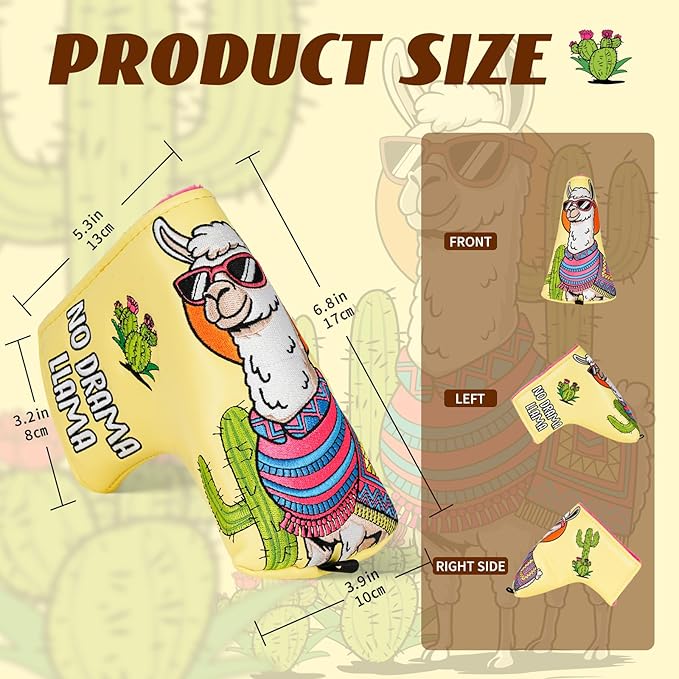 Funny Golf Club Head Cover Driver Headcover Fairway Wood Headcover Hybrid Club Head Cover Alpaca