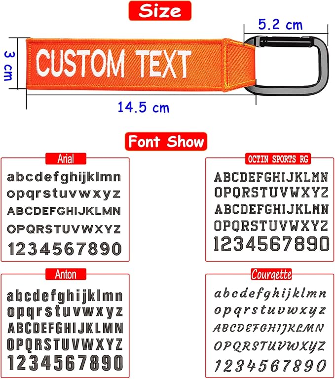 Custom Luggage Tags, Custom Personalized Luggage tag Name, Embroidery Key Ring Accessories for Car, Luggage, Crate,Gear