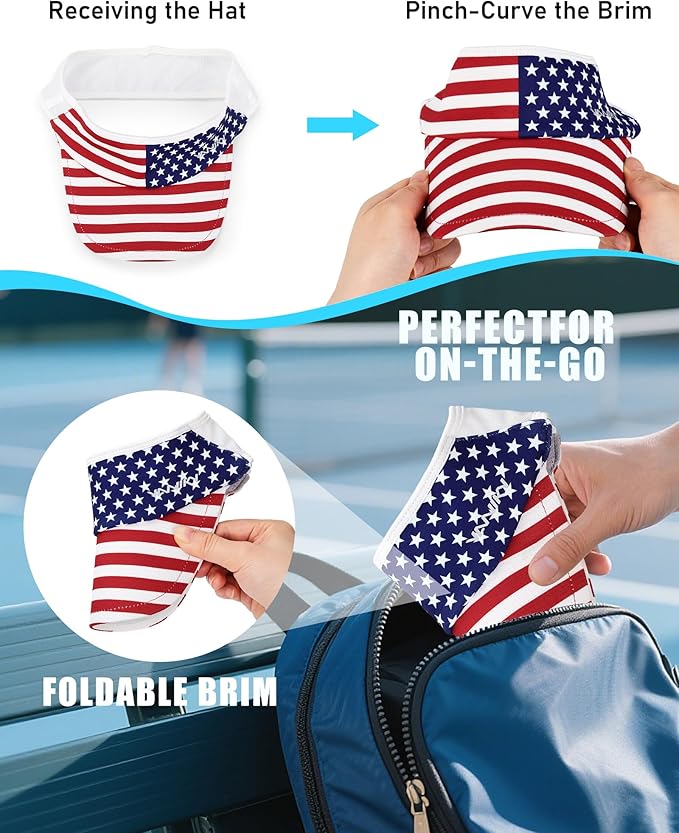 Sports Sun Visor Hats for Women Men Lightweight Breathable Cooling Stretchy Visors Foldable UPF 50+ for Running Tennis Golf