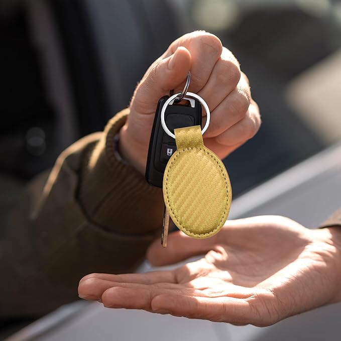 LaserGram Oval Keychain, Off Road Racer, Personalized Engraving Included (Carbon Fiber Gold)