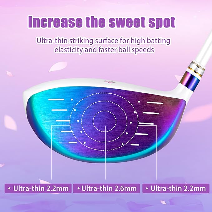 PGM Women's Golf Woods Driver Hybrid for Right Handed with Graphite Shaft Includes Headcover - Titanium Alloy Clubhead Single Golf Club with Enlarged Sweet Spot