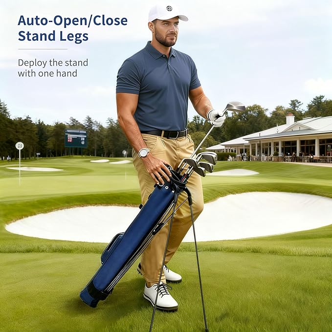 Lightweight Golf Stand Bag, Portable and Durable Golf Carry Bag with Padded Strap and Pocket, Sunday Bag for The Driving Range, 2-Way Divider Practice Bag for Men and Women