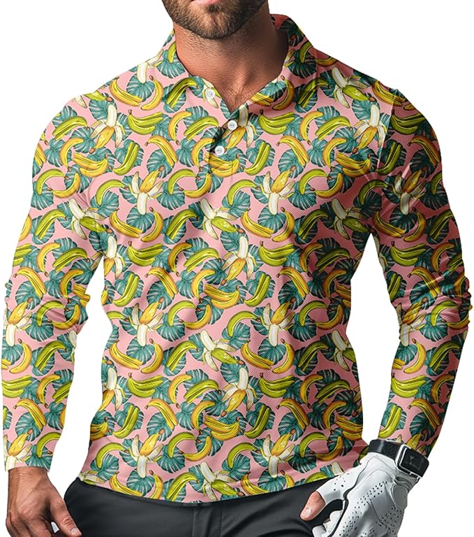 Men's Long Sleeve Golf Shirt Quick Dry 3 Button Work Fishing Outdoor Casual Collar Shirt