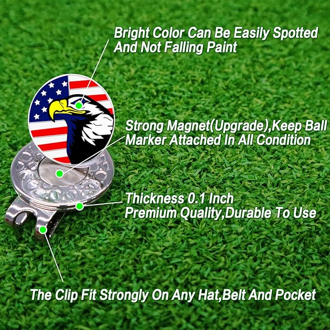 FINGER TEN Golf Ball Marker with Hat Clip Markers Assorted Patterns Value Gift Set Mark Golf Divot Tool Accessories for Men Women Kids