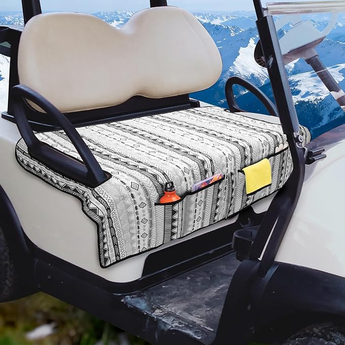 Golf Cart Seat Covers, Universal Golf Cart Seat Towel Blanket with 4 Front Pockets & Nonskid Bottom Fits for EZGO, Yamaha, Club Car and More 2 Person Seats Golf Carts