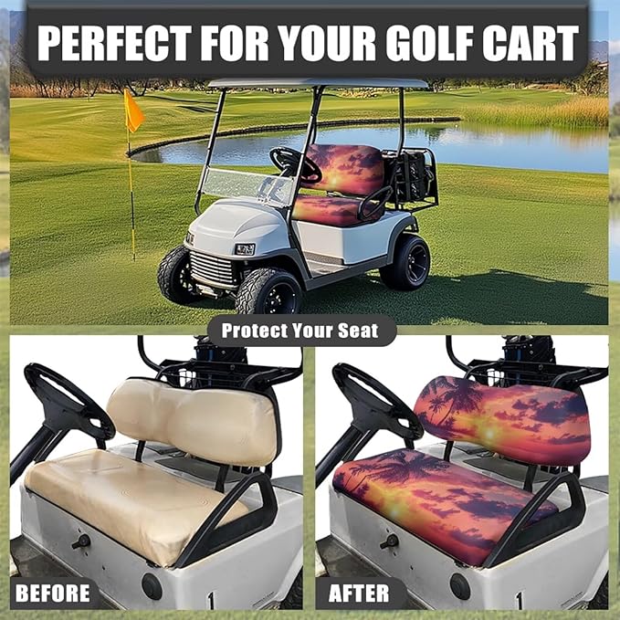 Fashion Print Golf Cart Seat Covers 2 Passenger Golf Cart Backrest Cover Golf Cart Seat Towel Gift for Friends