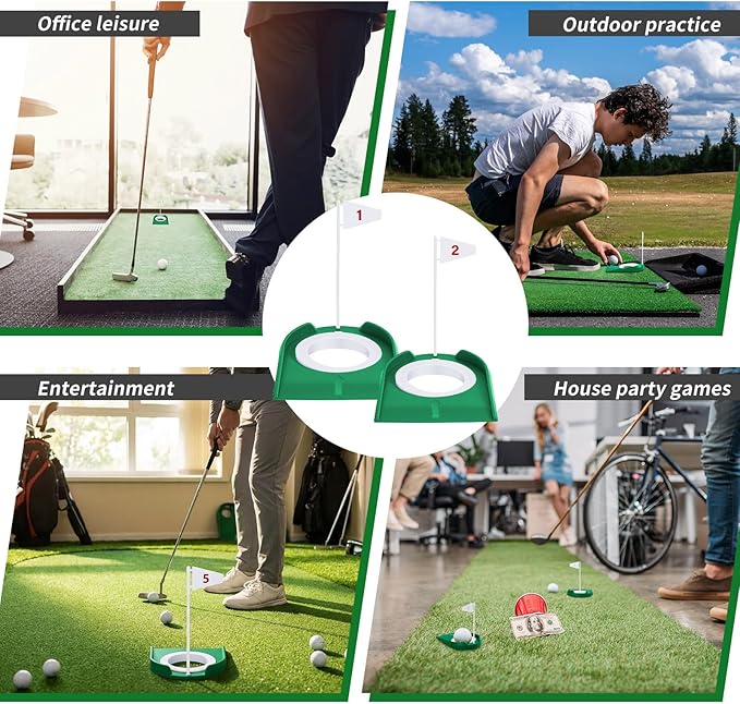 Sotiff Golf Putting Practice Cup Hole Training Aids Golf Accessories Training Putters with Plastic Flag for Adult Office Garage Yard Indoor Outdoor Practice