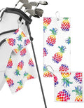 Microfiber Golf Towels for Golf Bags & Carts - Premium Weave Waffle & Ball Towels with Carabiner Clip, Essential Accessories for Men, Women, and Kids, Golfer Gifts, Set of 2 (Pineapple)
