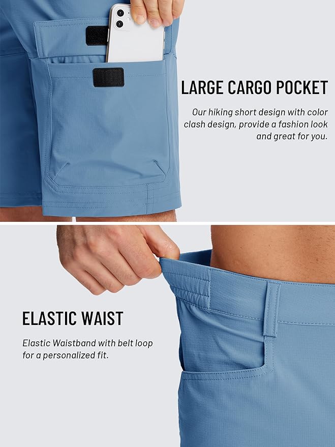 TACVASEN Men's Summer Outdoor Shorts Quick Dry Cargo Casual Work Hiking Shorts (NO Belt)