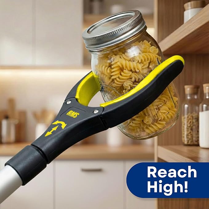 RMS 2-Pack 34 Inch and 21 Inch Grabber Reacher with Rotating Jaw - Mobility Aid Reaching Assist Tool