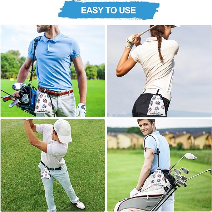 Golf Valuables Pouch, Leather Golf Tee Pouch with Drawstring Closure Golf Ball Handbag Portable Ball Pouch Golf Accessories for Men Women