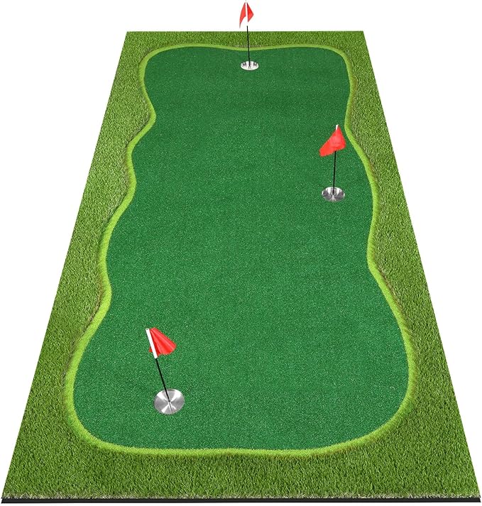 Golf Putting Green Mat, Professional Large Putting Mat with Movable Cup/Slope Pad for Indoor & Outdoor