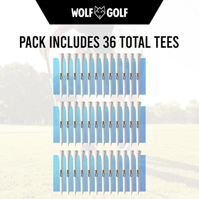 OnlyPars Golf Tees - Golf Hub Tees - Set of 36 Golf Tees - 3 Designs - Golf Tee Gift Set