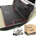 Club Car DS Floor Mat Full Coverage Liner Mats Replacement Non-Slip Heavy-Duty 6mm Rubber Design, Easy to Clean, Fits Club Car DS 1982-2013 / Villager 1982-2018, Black with Red
