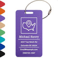 Personalized Luggage Tags for Suitcases Custom Metal Name Tags for Backpacks Bags Travel - Vertical (Purple)