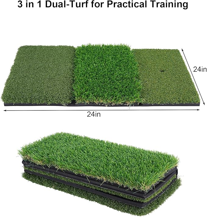 Golf Mat, Golf Hitting Mat Outdoor for Training, Golf Practice Mat with 10mm EVA Backing, Golf Mats Practice Indoor and Outdoor Turf with 8 Different Tees