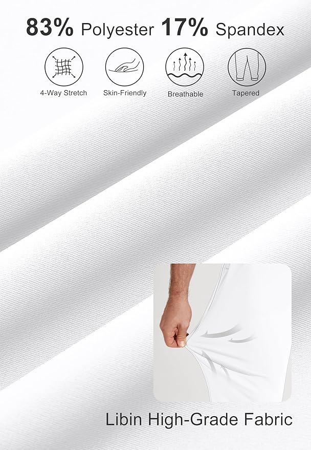 Libin Men's Golf Pants Joggers Lightweight 3 Pockets Slim Fit Soft Stretchy Tapered Work Dress Athletic
